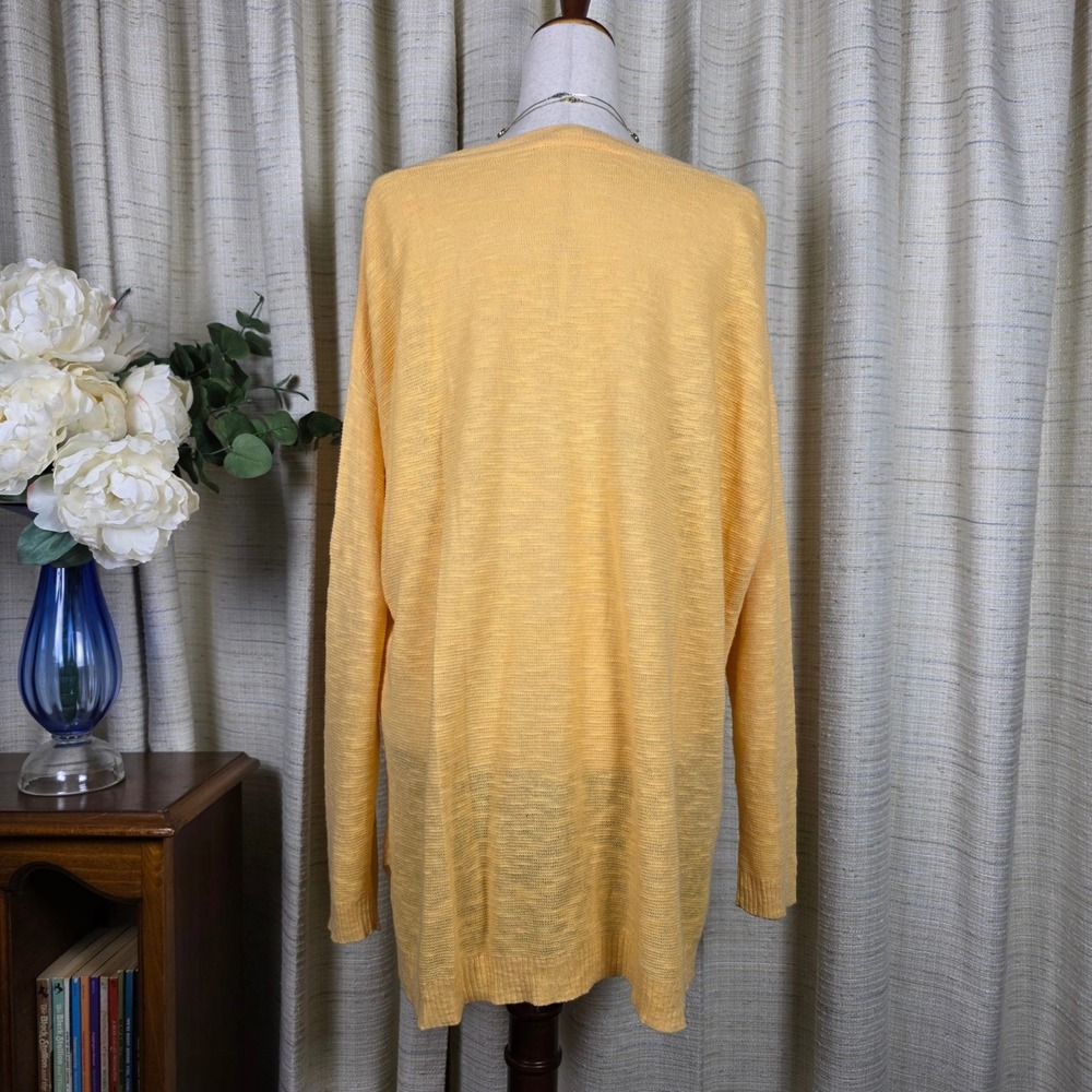 Eileen Fisher Linen Sweater Tunic 3X Boat‎ Neck Yellow Long Sleeve Coastal Flowy - Picture 4 of 12